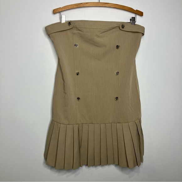 Anthropologie Maeve pleated strapless dress collegiate tan women’s size large - Picture 6 of 12